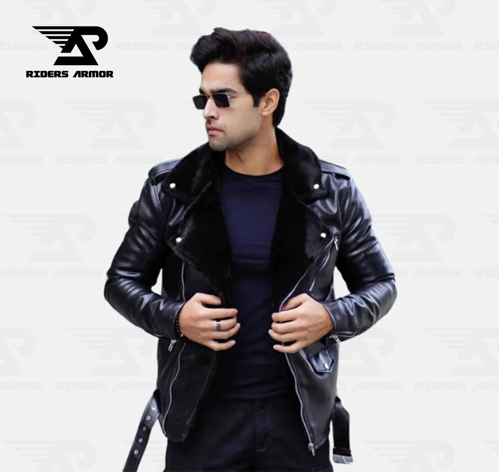 StormRider Biker Leather Jacket with Luxe Fur - Image 4