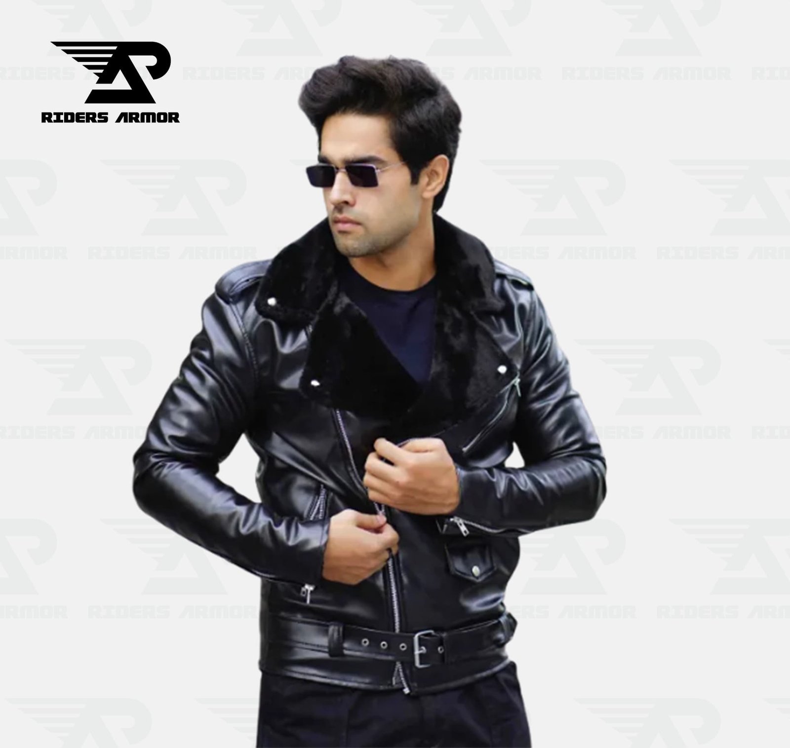 StormRider Biker Leather Jacket with Luxe Fur - Image 3