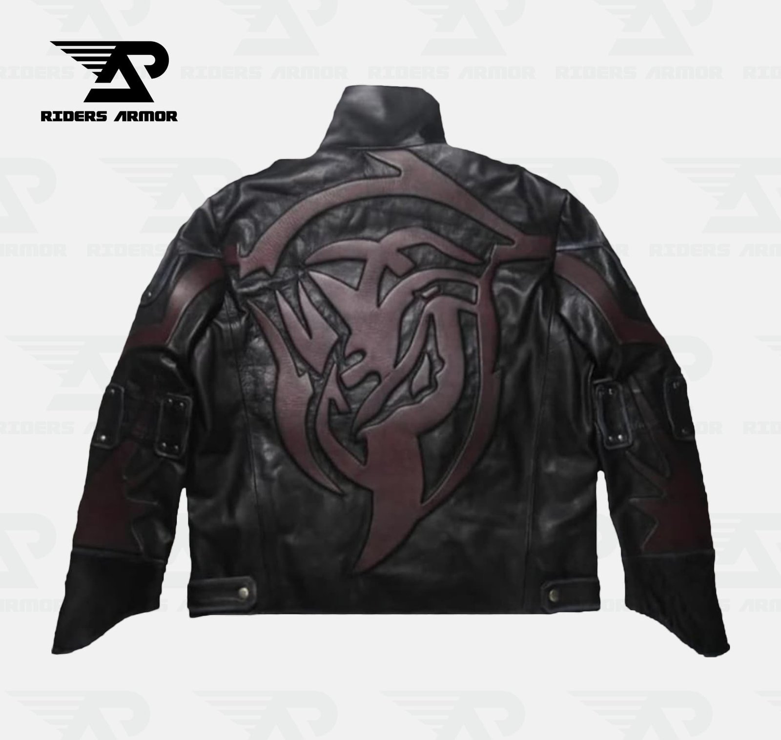 PhantomX Embossed Black Real Leather Jacket - Image 5