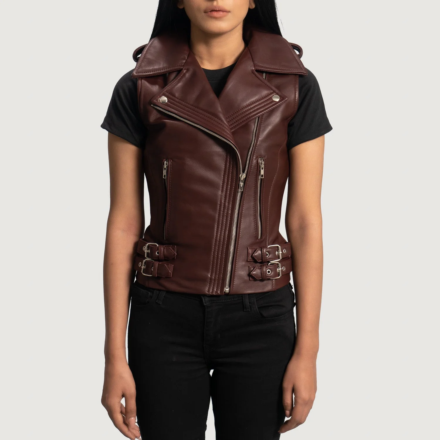 Riders Armor RhondaRogue Maroon Leather Vest Women’s Edition - Image 5