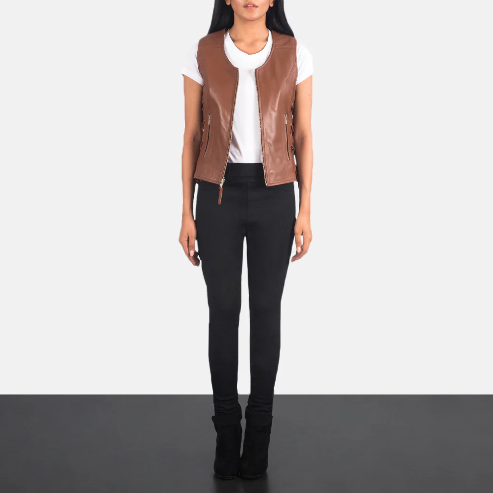 Riders Armor VandaTrail Brown Leather Vest Men’s Edition - Image 6