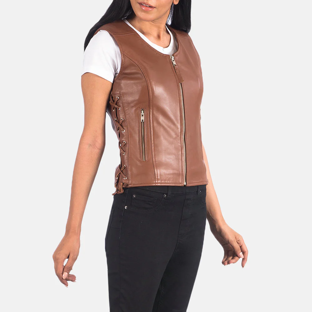 Riders Armor VandaTrail Brown Leather Vest Men’s Edition - Image 5