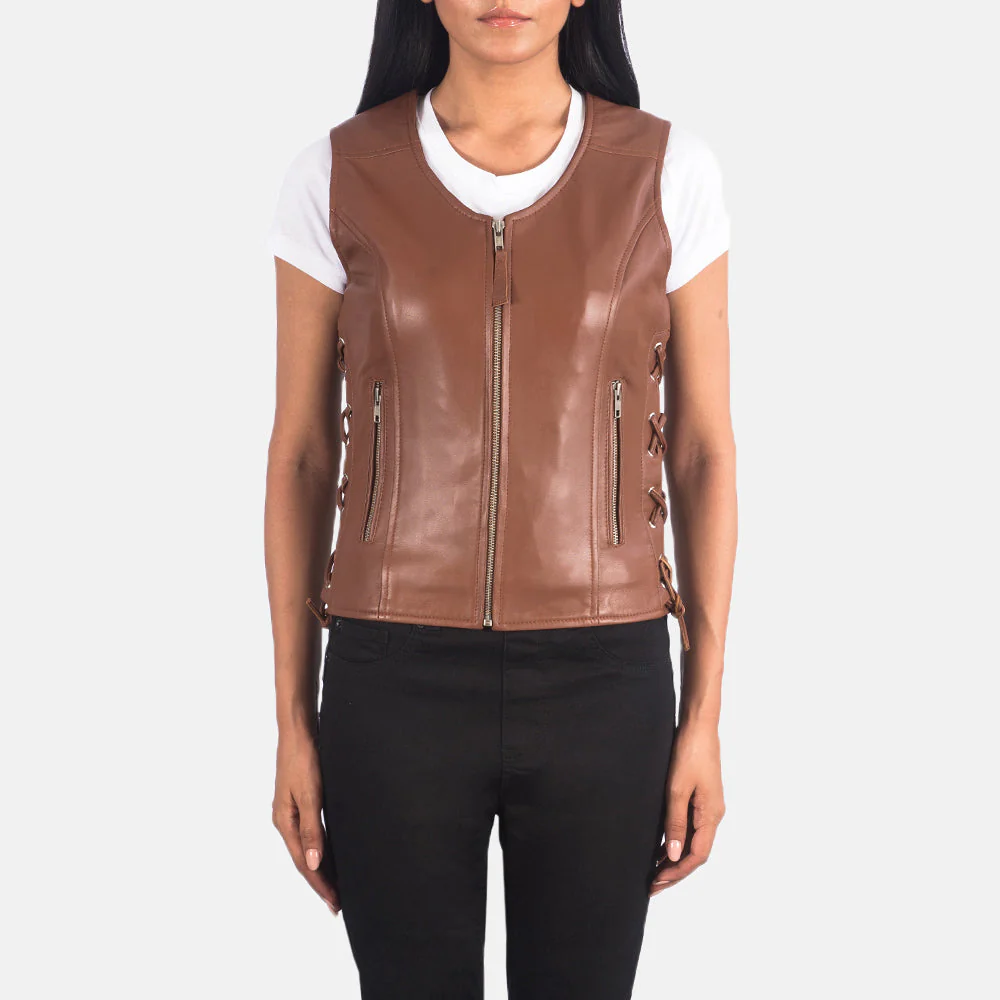 Riders Armor VandaTrail Brown Leather Vest Men’s Edition